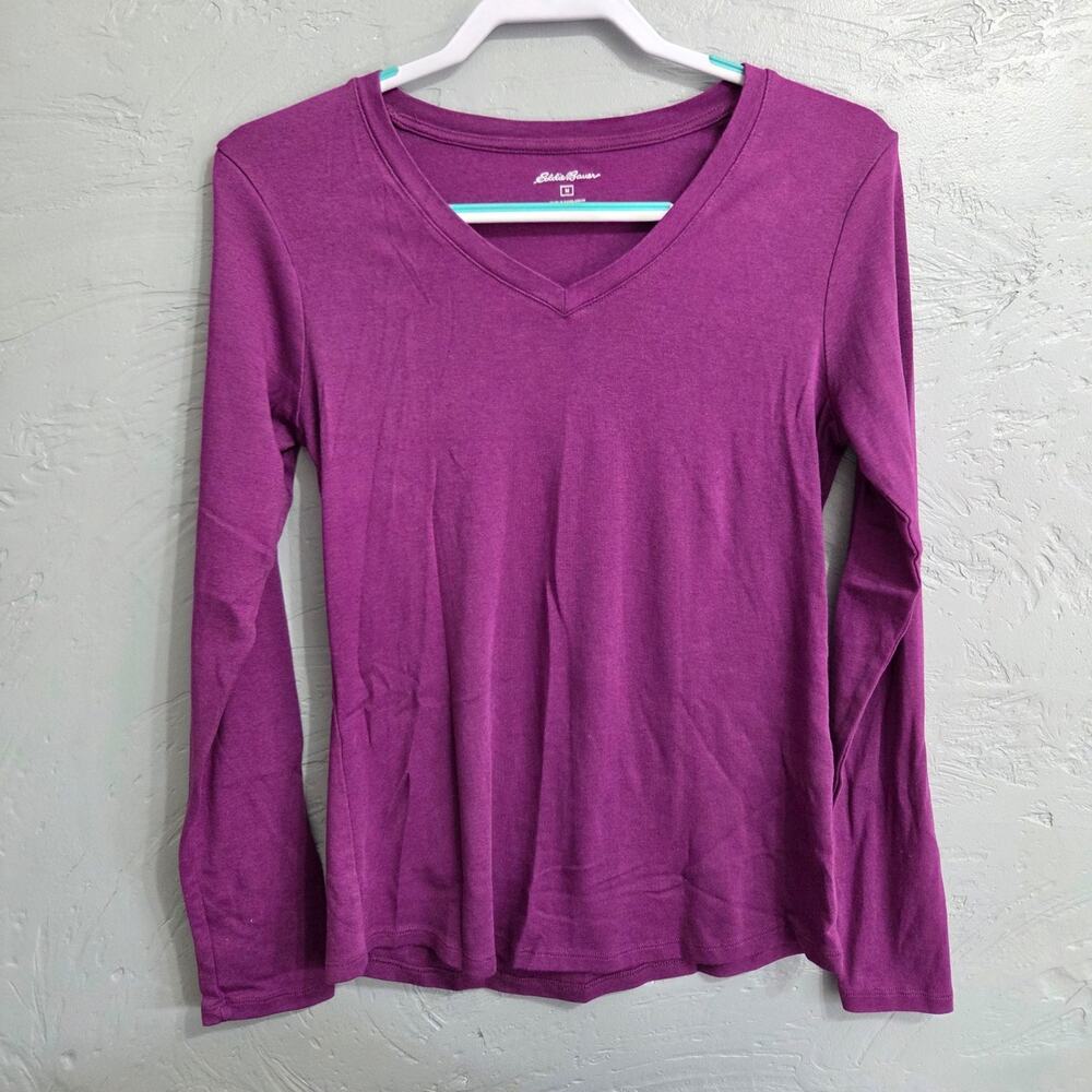Eddie Bauer Woman's Purple V Neck Long Sleeve Shirt size M
